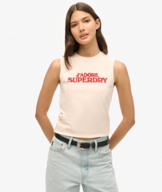 Camiseta sin mangas ajustada con estampado Sport Luxe