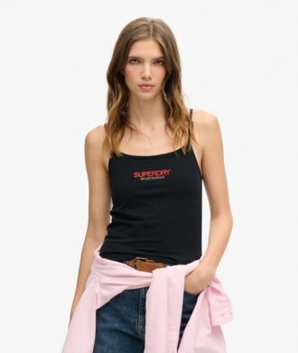 Camiseta sin mangas ajustada con logo deportivo