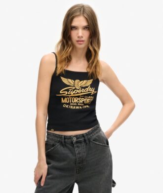 Camiseta sin mangas con cuello redondo y estampado retro