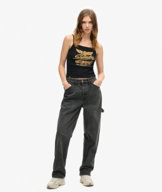 Camiseta sin mangas con cuello redondo y estampado retro