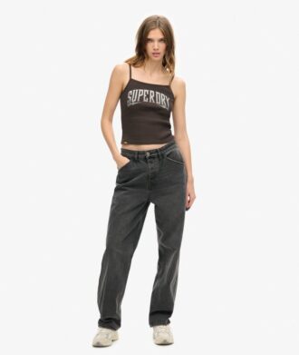 Camiseta sin mangas con cuello redondo y estampado retro
