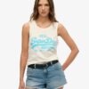 Camiseta sin mangas con cuello redondo y logo Vintage en neón