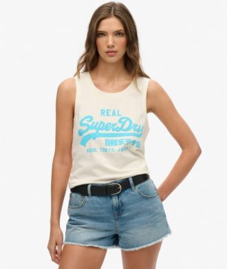 Camiseta sin mangas con cuello redondo y logo Vintage en neón
