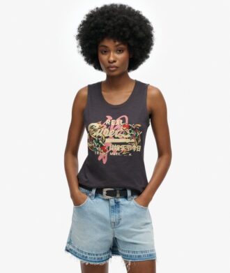 Camiseta sin mangas con cuello redondo y logotipo Vintage de Tokio