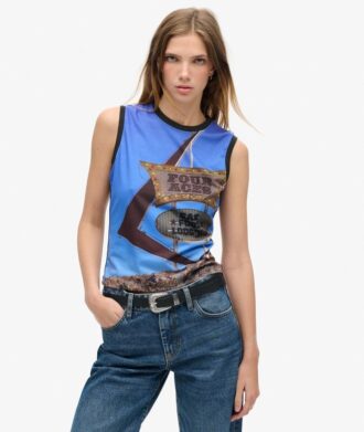 Camiseta sin mangas con estampado
