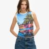 Camiseta sin mangas con estampado