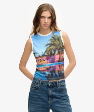 Camiseta sin mangas con estampado