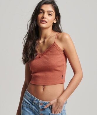 Camiseta sin mangas con ribete de encaje