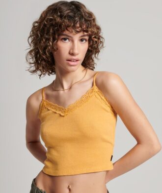 Camiseta sin mangas con ribete de encaje