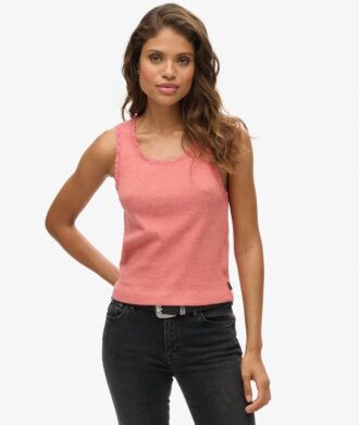 Camiseta sin mangas con ribete de encaje de Athletic Essentials