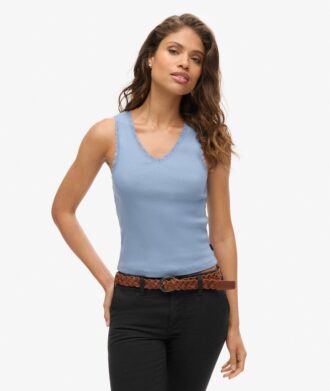 Camiseta sin mangas con ribete de encaje de Athletic Essentials