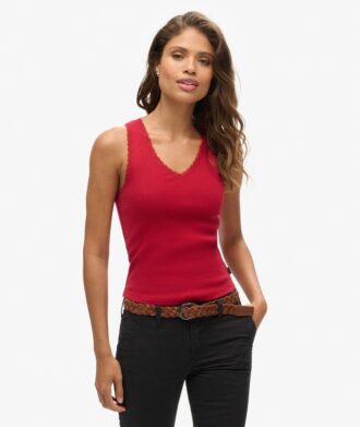 Camiseta sin mangas con ribete de encaje de Athletic Essentials