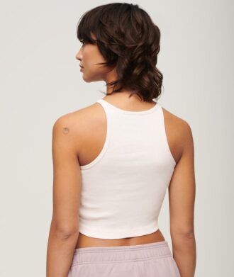 Camiseta sin mangas de canalé bordada