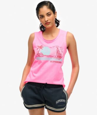 Camiseta sin mangas de cuello redondo a rayas para exterior