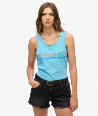 Camiseta sin mangas de cuello redondo a rayas para exterior