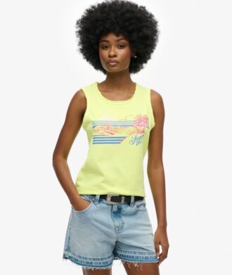 Camiseta sin mangas de cuello redondo a rayas para exterior