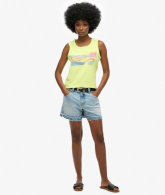 Camiseta sin mangas de cuello redondo a rayas para exterior