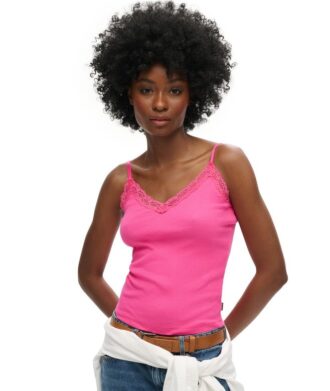 Camiseta sin mangas de encaje con canalé de Organic Cotton
