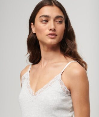 Camiseta sin mangas de encaje con canalé de Organic Cotton