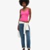 Camiseta sin mangas de encaje con canalé de Organic Cotton