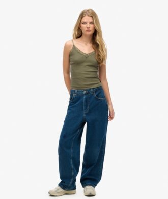 Camiseta sin mangas de encaje con canalé de Organic Cotton