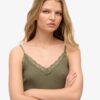 Camiseta sin mangas de encaje con canalé de Organic Cotton