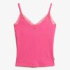 Camiseta sin mangas de encaje con canalé de Organic Cotton