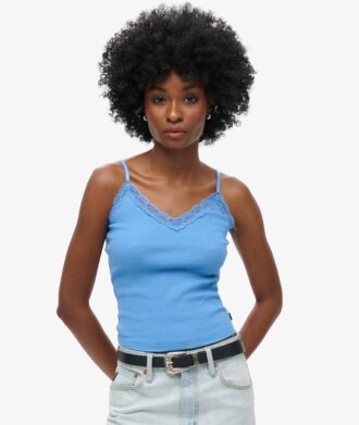 Camiseta sin mangas de Organic Cotton con ribete de encaje Vintage