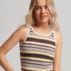 Camiseta sin mangas de surf con rayas Vintage