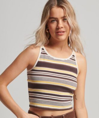 Camiseta sin mangas de surf con rayas Vintage