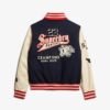 Chaqueta bomber con parches universitarios