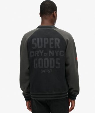 Chaqueta bomber de jersey con estampado College