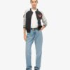 Chaqueta bomber de jersey con gráfico «College Script»