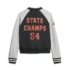 Chaqueta bomber de jersey con gráfico «College Script»