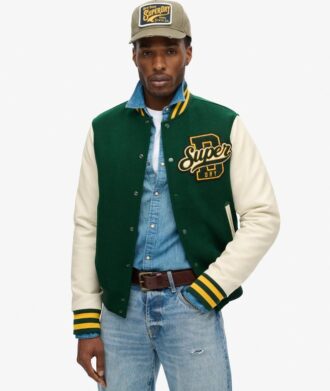 Chaqueta bomber de lana estilo universitario
