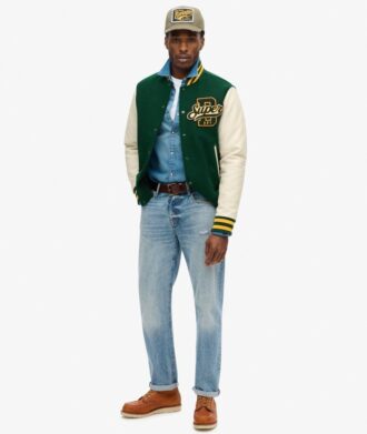 Chaqueta bomber de lana estilo universitario