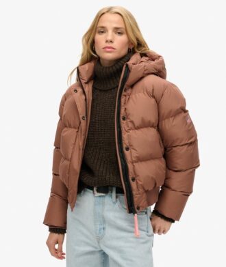 Chaqueta bomber deportiva Puffer con capucha