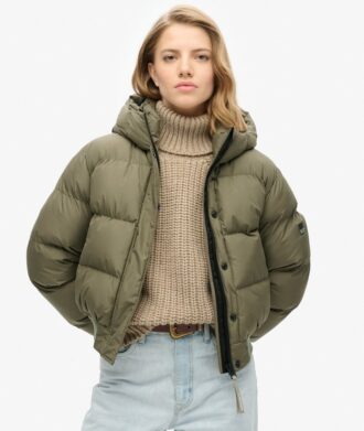 Chaqueta bomber deportiva Puffer con capucha