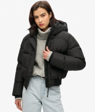 Chaqueta bomber deportiva Puffer con capucha