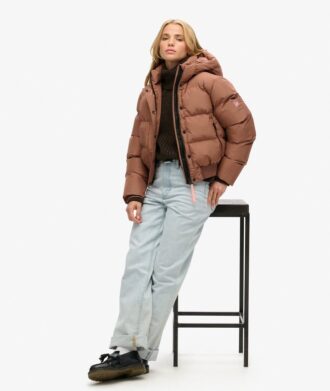 Chaqueta bomber deportiva Puffer con capucha