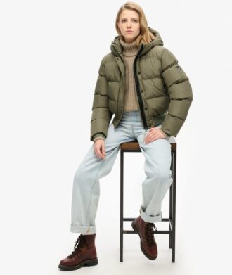 Chaqueta bomber deportiva Puffer con capucha