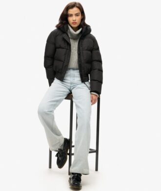Chaqueta bomber deportiva Puffer con capucha