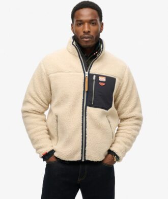 Chaqueta de forro polar Borg de estilo Vintage retro