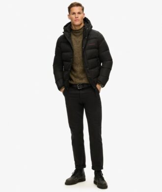Chaqueta deportiva Puffer con capucha de microfibra