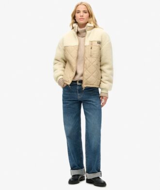 Chaqueta híbrida de forro polar Sherpa de estilo laboral