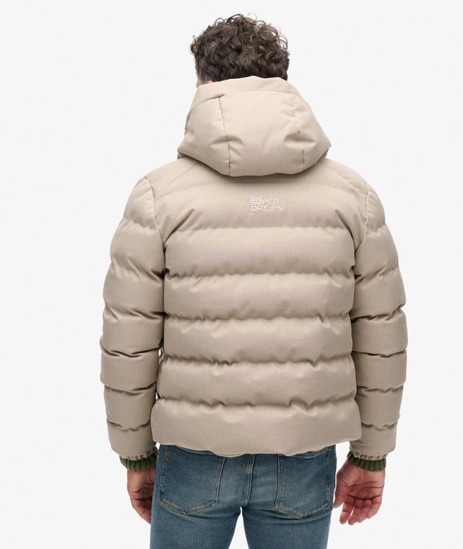 Chaqueta Puffer de tweed con capucha Chaqueta Puffer de tweed con capucha