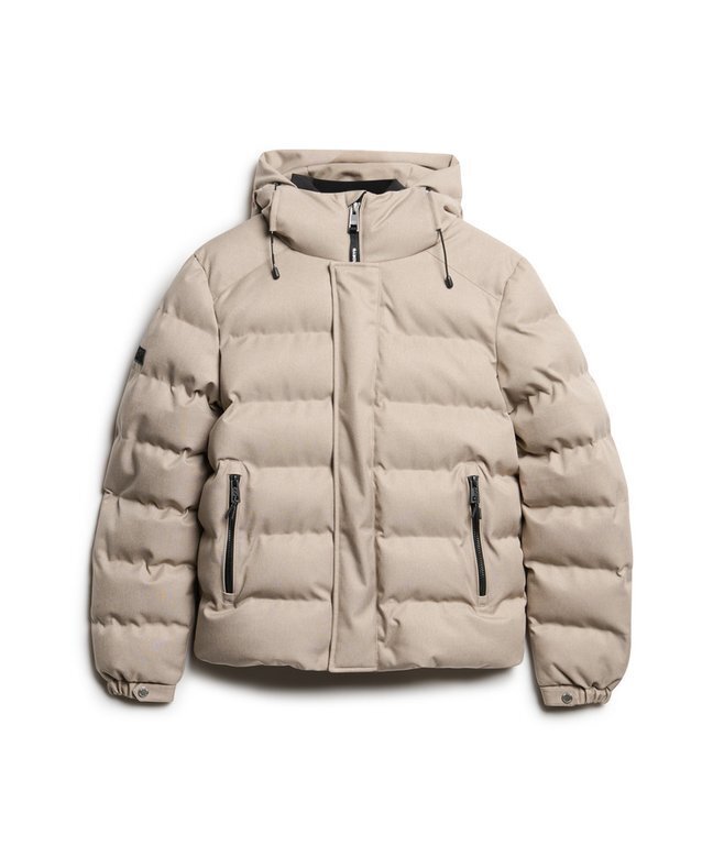 Chaqueta Puffer de tweed con capucha Chaqueta Puffer de tweed con capucha