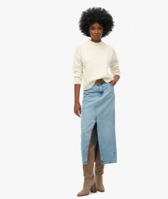 Falda larga de denim con aberturas