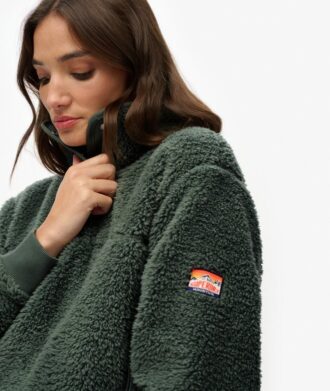 Felpa Teddy supersuave con cuello de botones a presión
