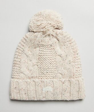 Gorro de punto trenzado con pompón